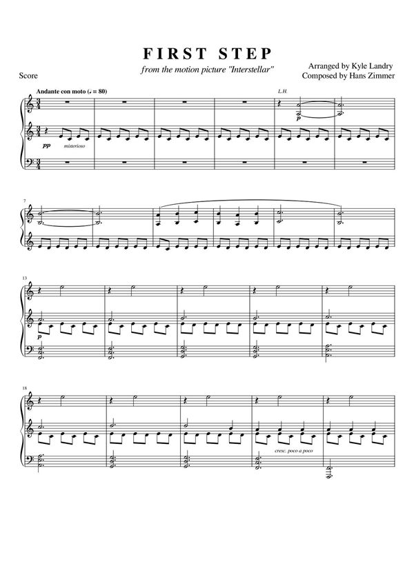 星际穿越 Interstellar 主题曲钢琴谱钢琴简谱 数字谱 钢琴双手简谱