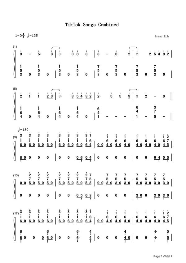 抖音最火英语歌曲串烧简谱钢琴谱 简谱双手数字完整版原版