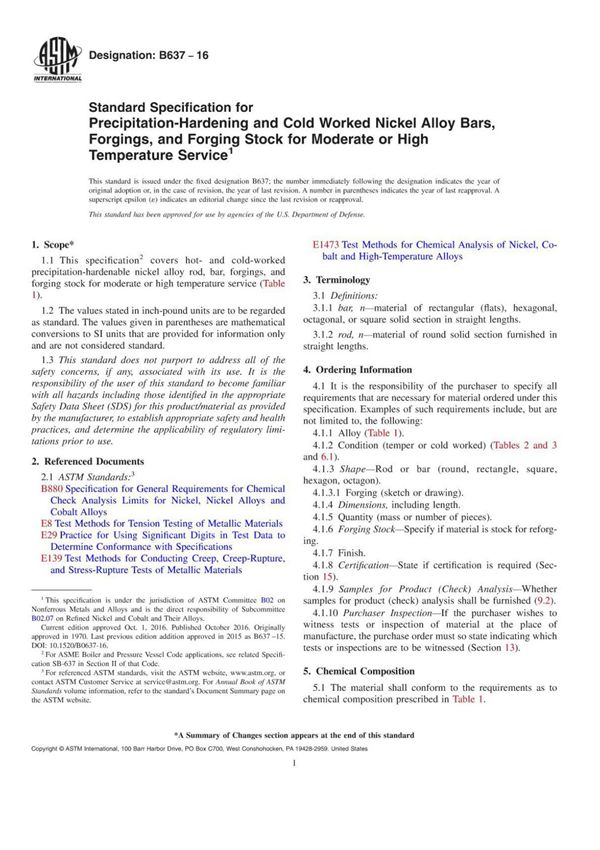 (正版) ASTM B637-2016