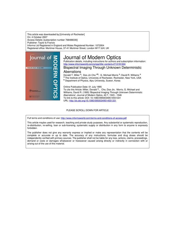 journal of modern optics 现代光学杂志
