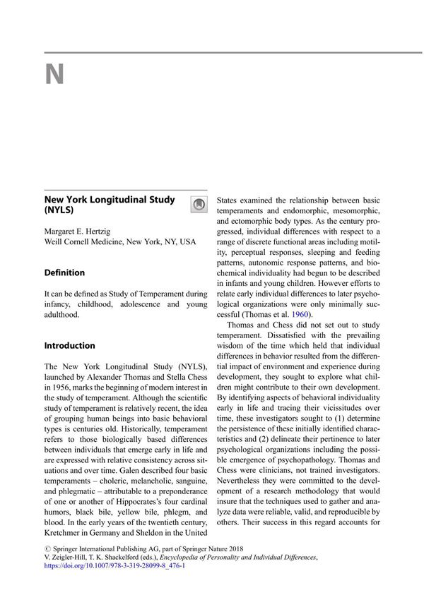 New York Longitudinal Study (NYLS)