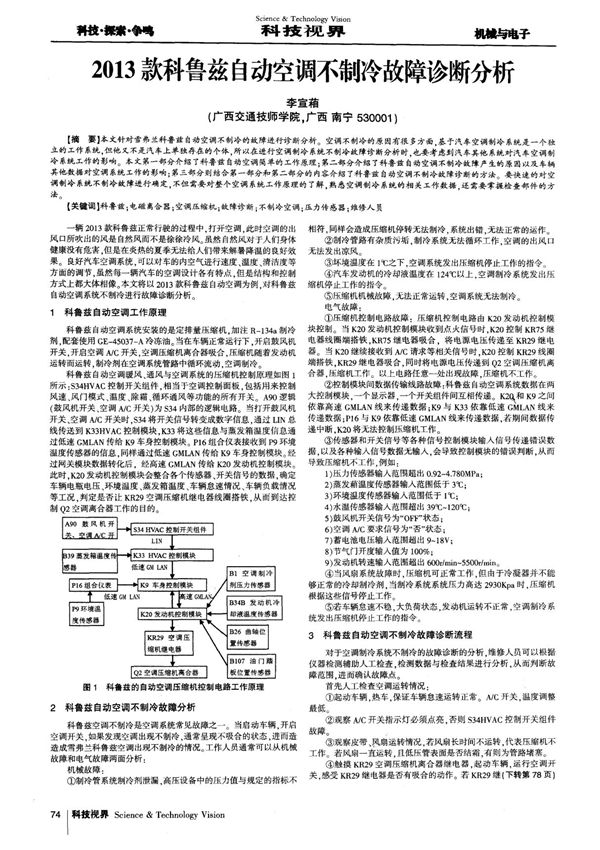 2013款科鲁兹自动空调不制冷故障诊断分析