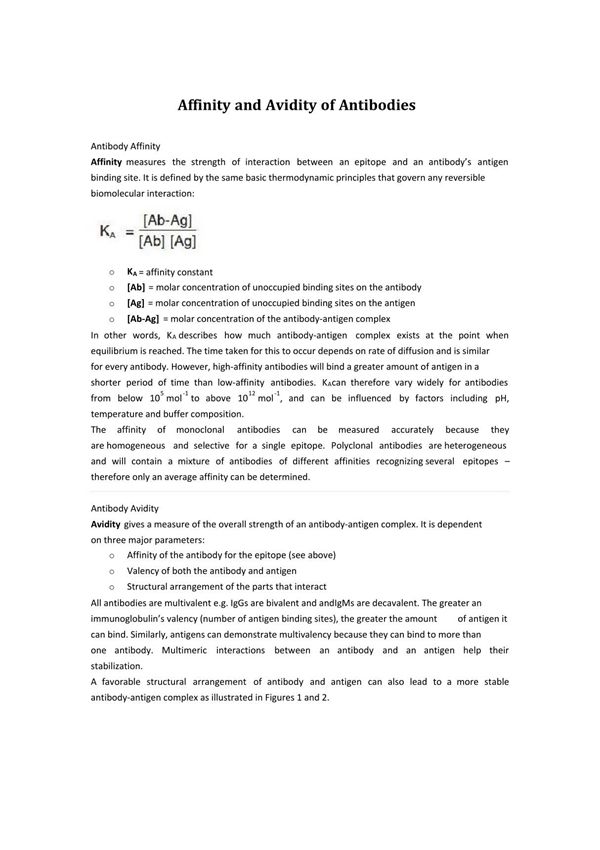 抗体的亲和力与亲合力
