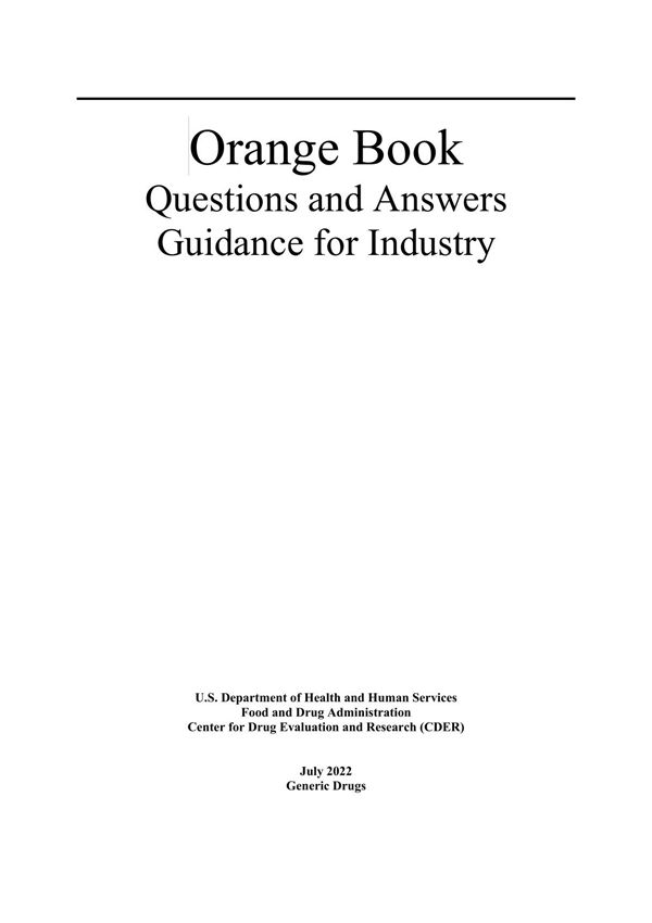 美国FDA 指导原则 橙皮书问答行业指南行业指南 英文原版