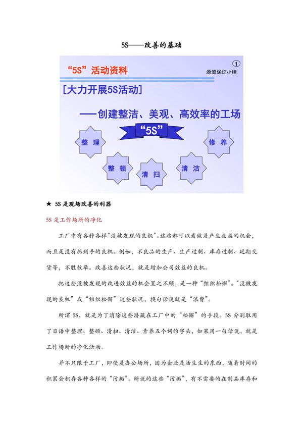 5S现场改善的基础