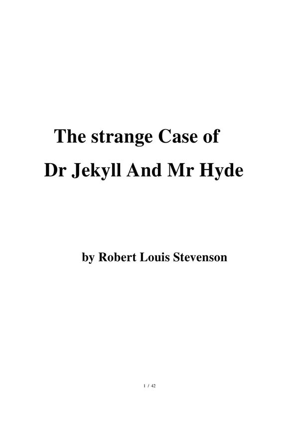 The strange Case of Dr Jekyll And Mr Hyde 化身博士