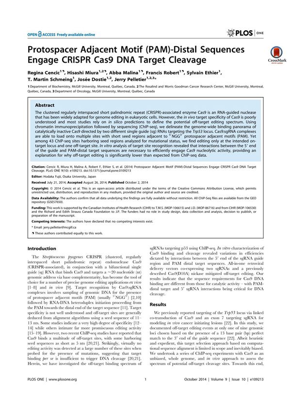 Protospacer Adjacent Motif (PAM)-Distal Sequences Engage CRISPR Cas9 DNA Target Cleavage