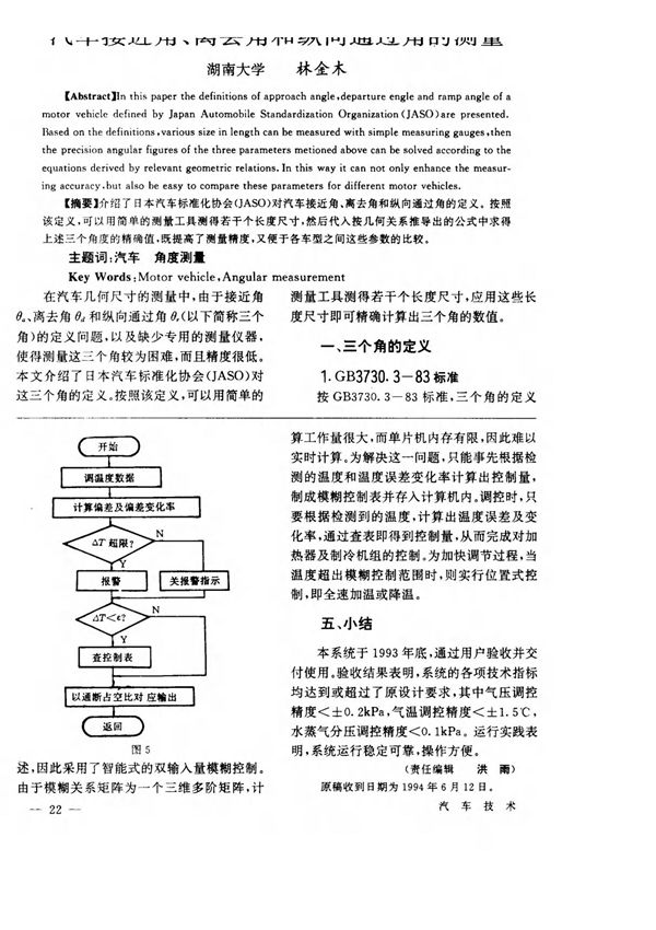 汽车接近角 离去角和纵向通过角的测量