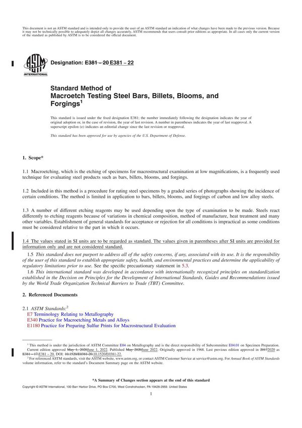 ASTM E381-22 Redline 最新美标低倍腐蚀标准
