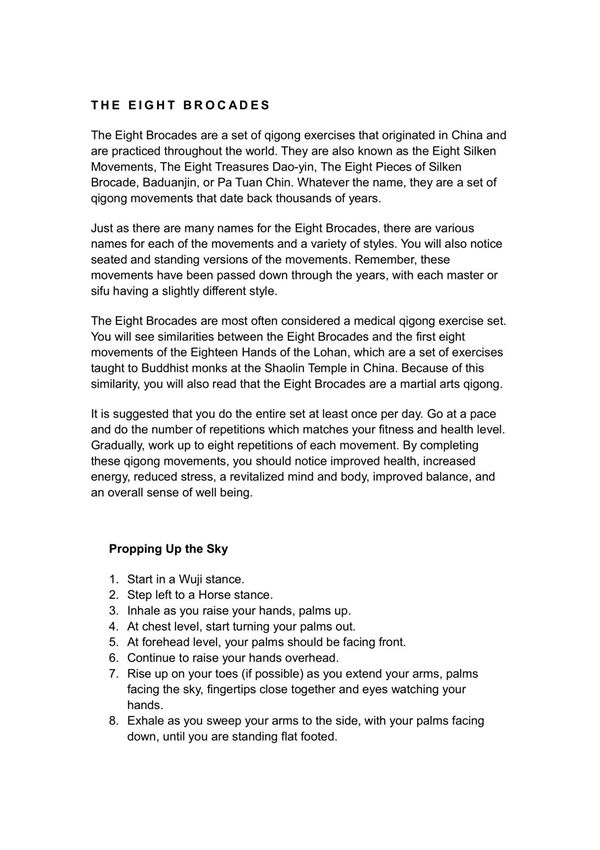 八段锦 英文动作说明 eight movements