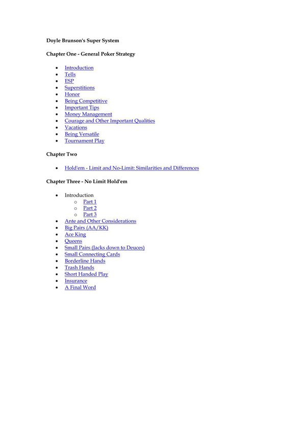 超级系统 Doyle Brunson´s Super System