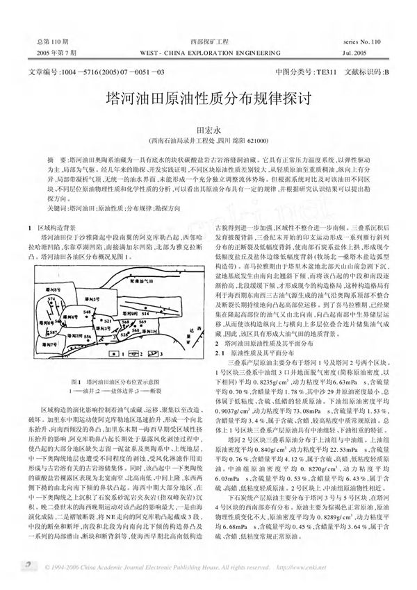 (精品)塔河油田原油性质分布规律探讨