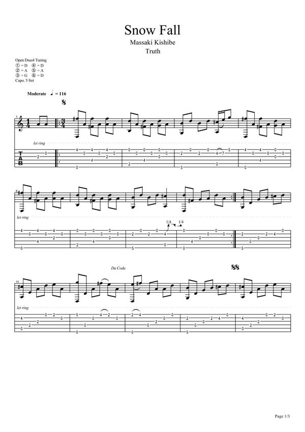 岸部真明《Snow Fall》吉他谱