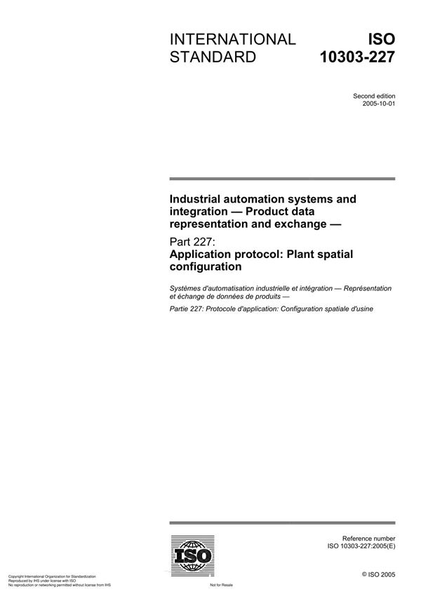 ISO 10303-227 Industrial automation systems and integration Product data representation and exchange
