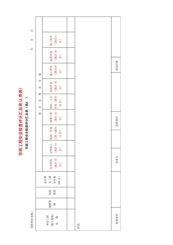 市政工程施工安全检查标准