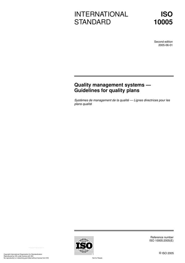 ISO 10005 Quality management systems Guidelines for quality plan