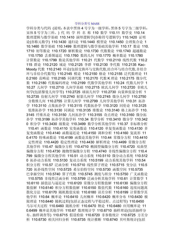 学科分类号MASS