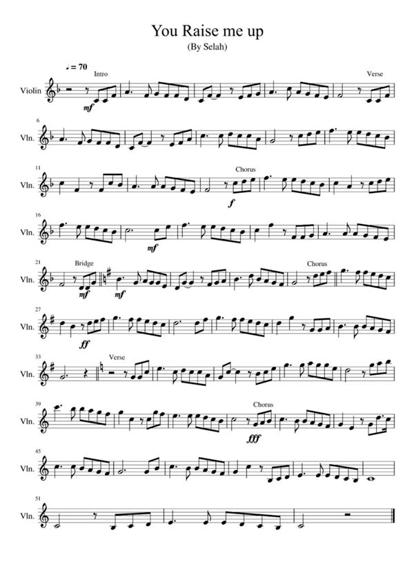 You Raise Me Up(你鼓舞了我) 小提琴独奏曲谱__
