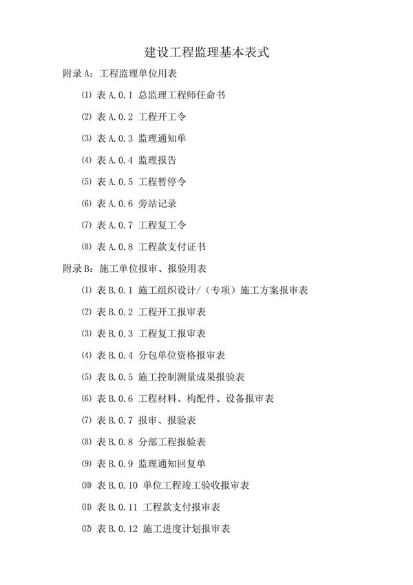 GB-T50319-2013新版监理规范表格