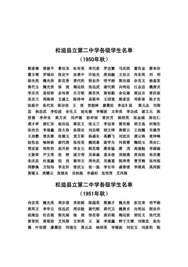 历届校友名录 - 松滋一中====湖北省松滋市第一中学 网站首页