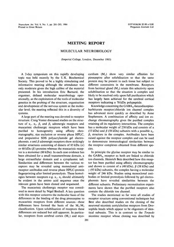 Molecular neurobiology