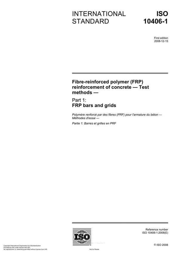 ISO 10406-1 Fibre-reinforced polymer (FRP) reinforcement of concrete  Test method