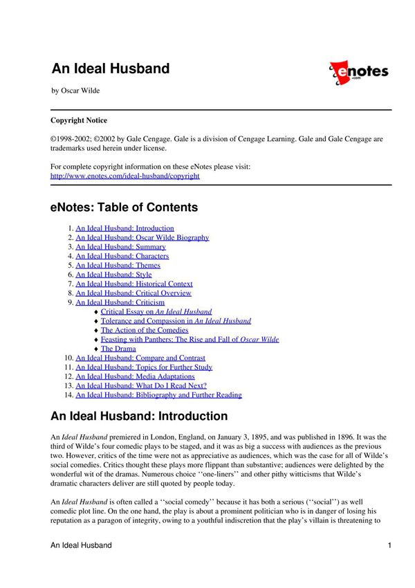 an ideal husband 一个理想的丈夫