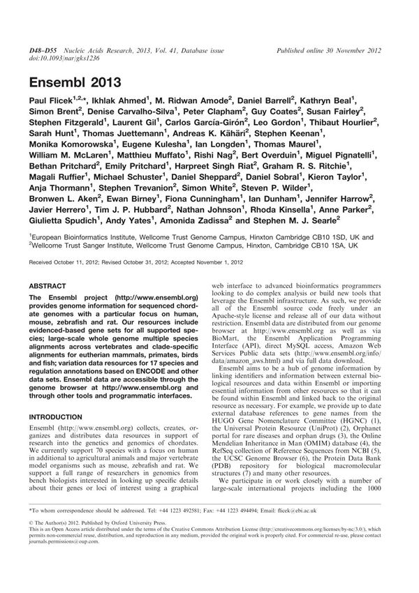 Ensembl 2013
