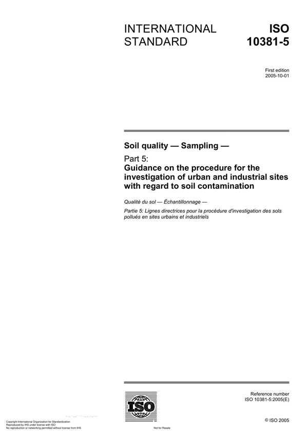 ISO 10381-5 Soil quality  Sampling