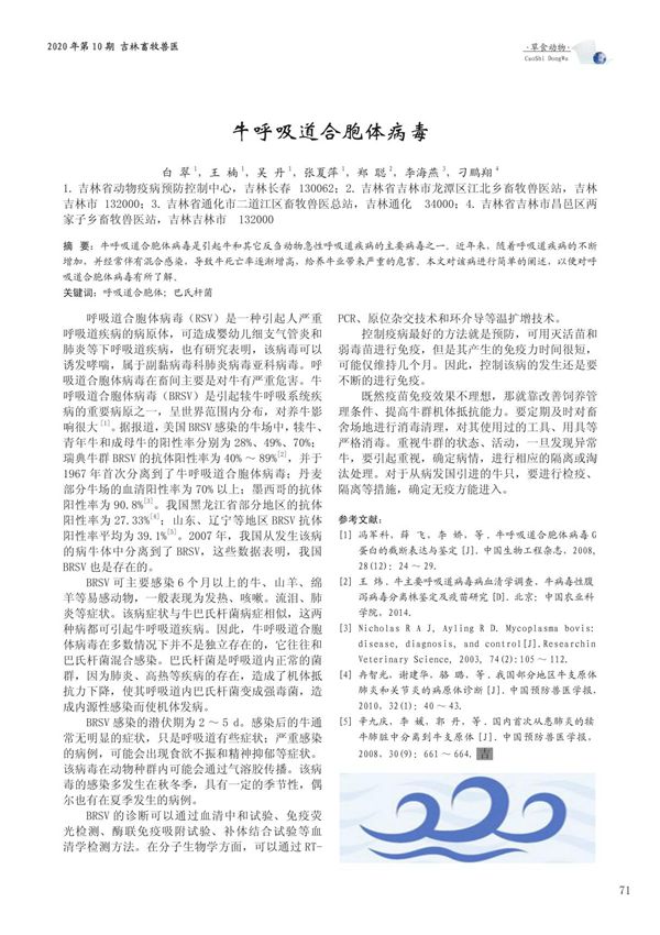 牛呼吸道合胞体病毒