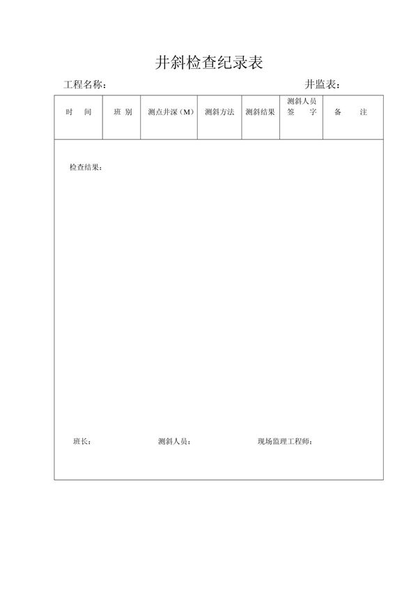 项目工程部管理人员岗位职责 施工表格
