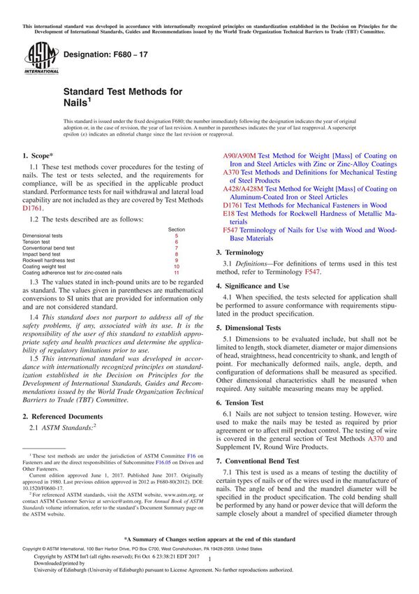 ASTM F680-17 Standard Test Methods for Nail