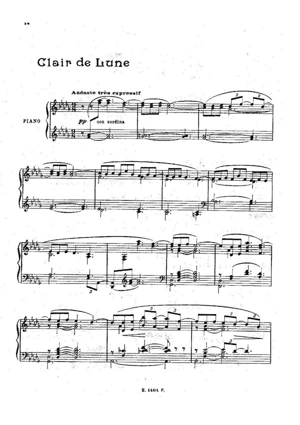 钢琴谱 德彪西 月光(常用曲谱)