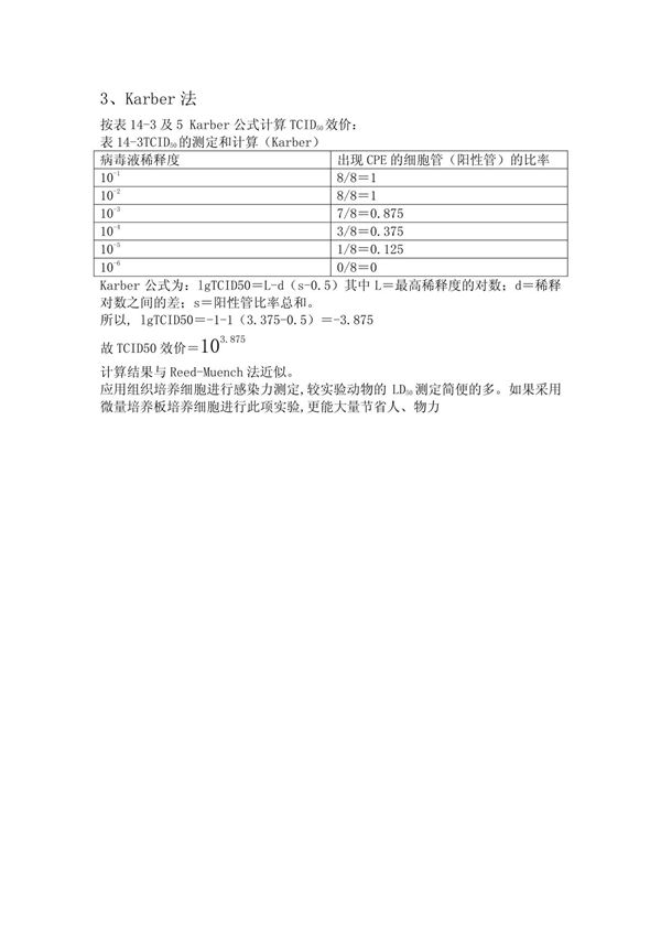 kaber法测TCID50