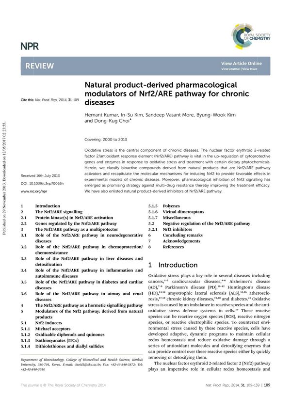 氧化应激经典通路Nrf2-英文综述