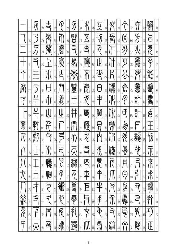 3500常用汉字篆书写法(A4打印版)