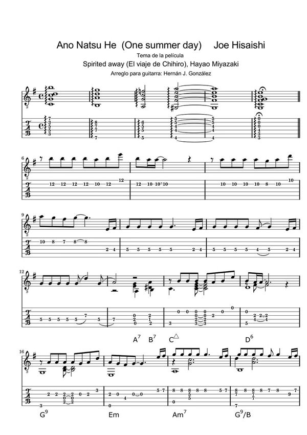 《千与千寻-One Summer Day》指弹吉他谱