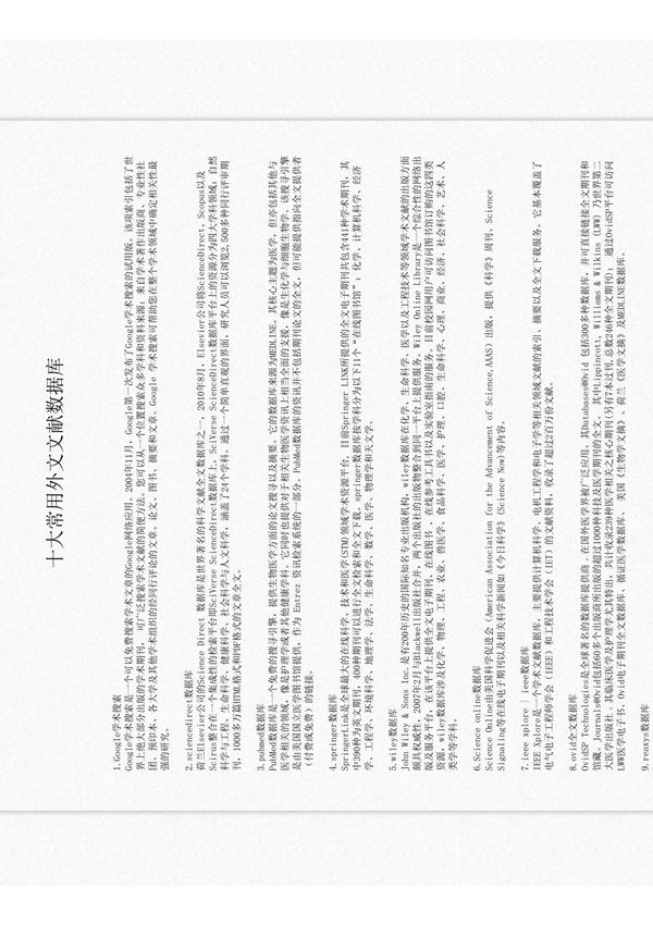 十大常用外文文献数据库及方法
