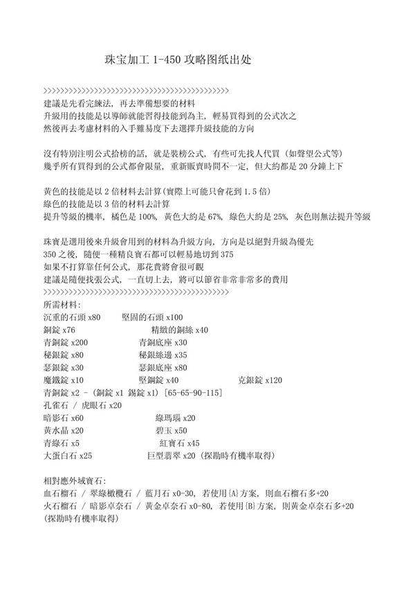 珠宝加工1-450攻略图纸出处 doc