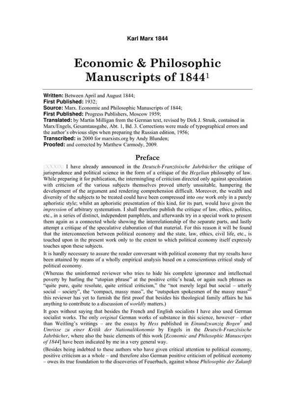 (英文版)马克思1844年经济学和哲学手稿