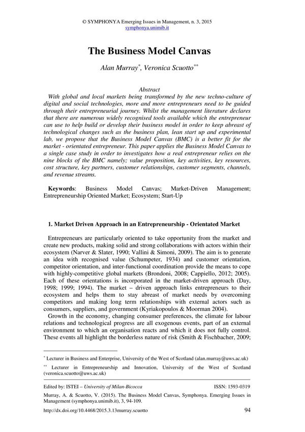 The Business Model Canvas