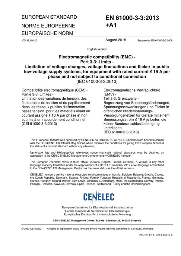 EN 61000-3-3-2013 A1-2019