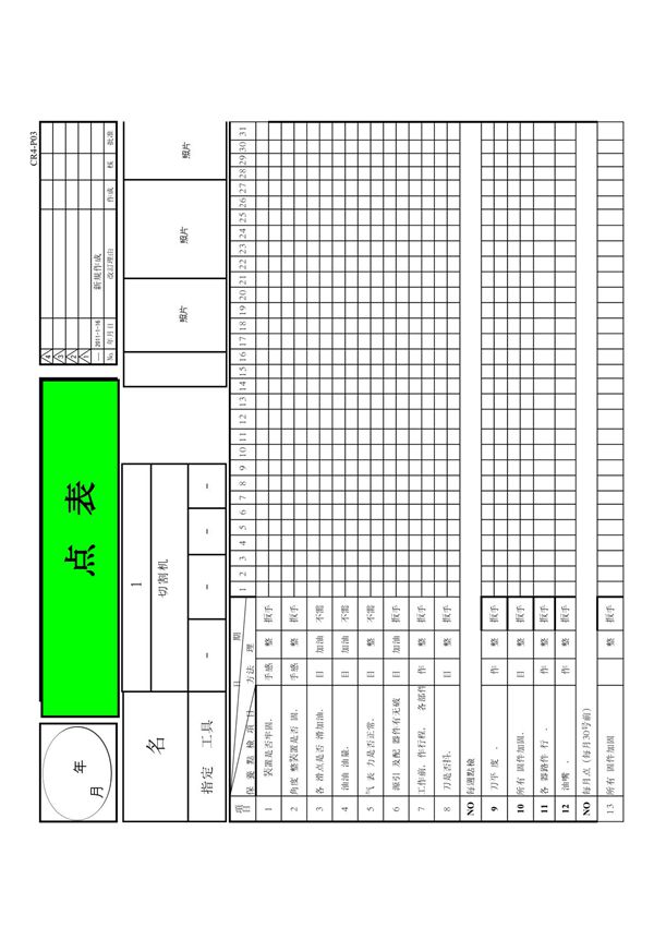 切割机点检表