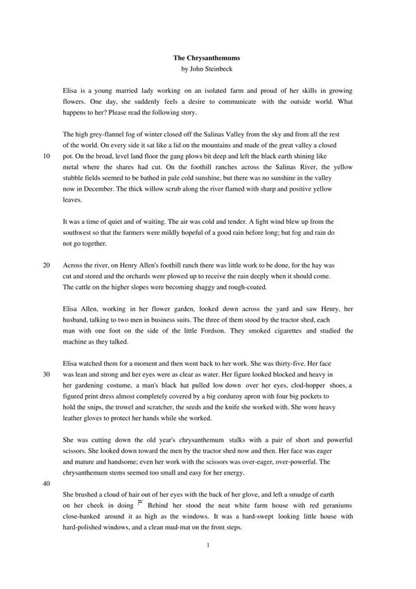 The chrysanthemums 原文