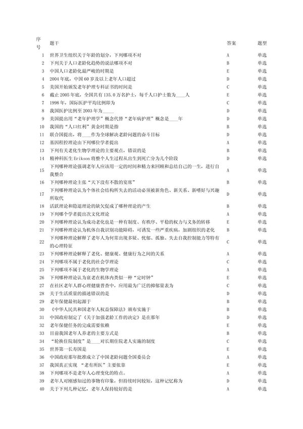浙大 老年护理学作业答案1