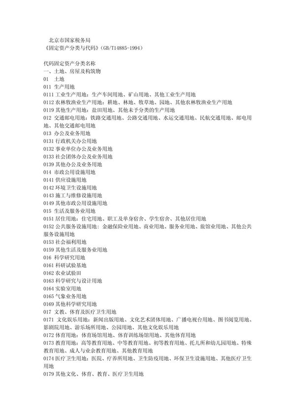 (最新)固定资产分类与代码