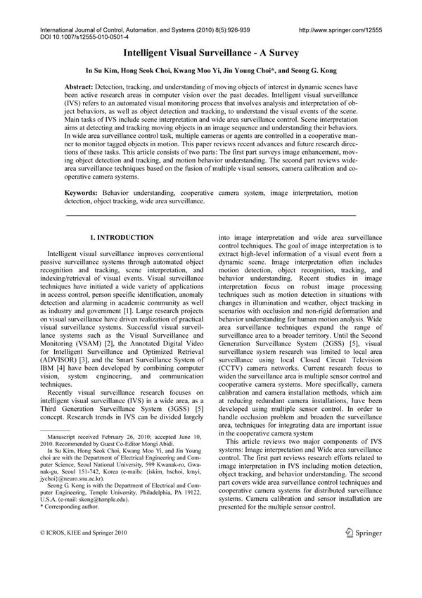 (IJCAS)Intelligent Visual Surveillance-A Survey