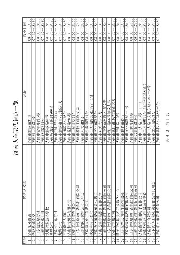济南火车票代售点一览