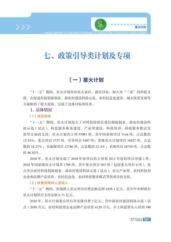 七 政策引导类划及专项