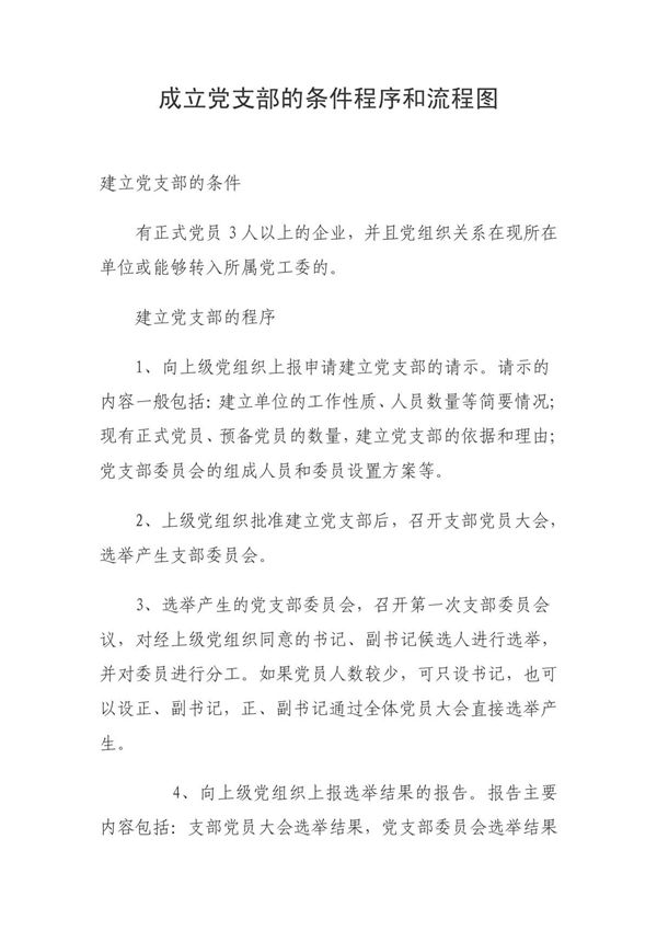 成立党支部的条件程序和流程图